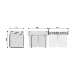 Emuca Poubelle de recyclage Emuca 8199423 plastique 40L gris anthracite Kobleo