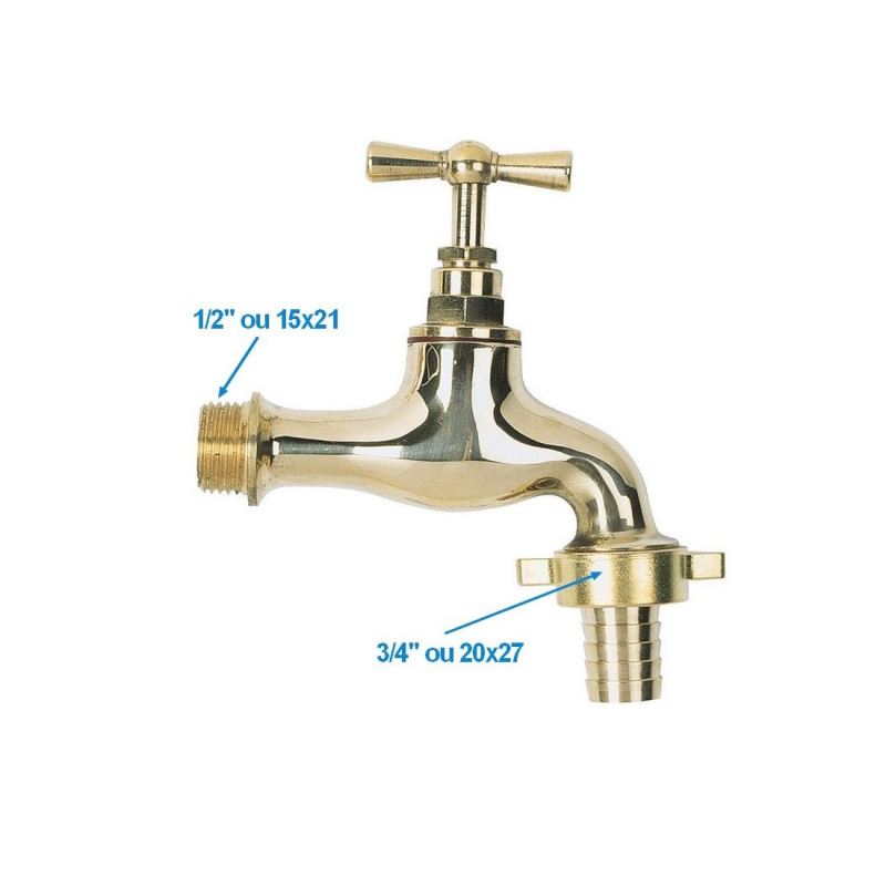WATTS Robinet d'arrosage Watts en laiton poli arrivée ½" avec nez ¾" Kobleo WATTS Robinet d'arrosage Watts en laiton poli arrivée ½" avec nez ¾" Kobleo