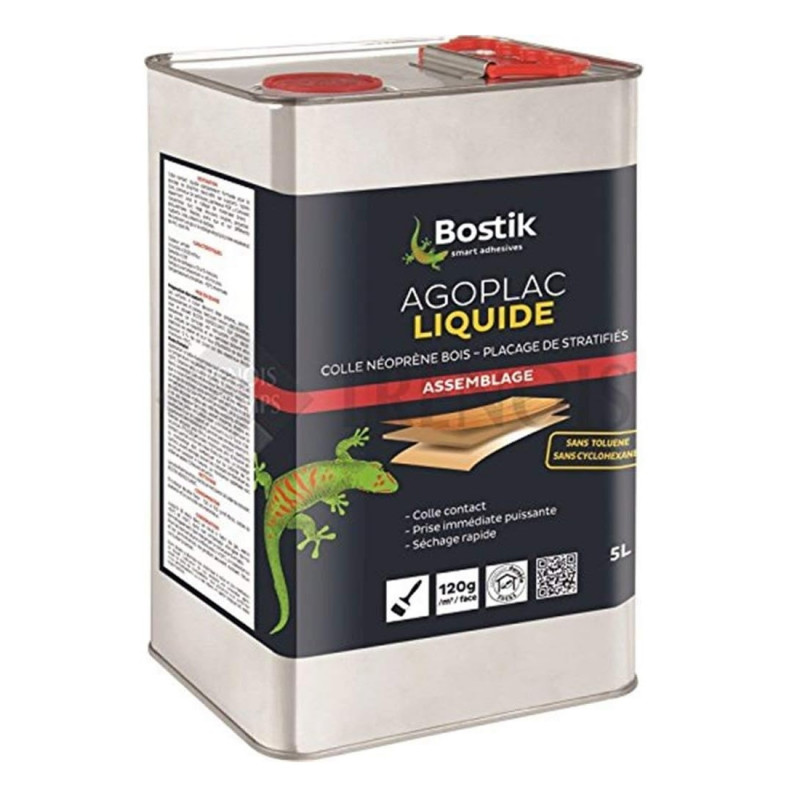 Colle néoprène liquide Bostik AGOPLAC 5L ambré