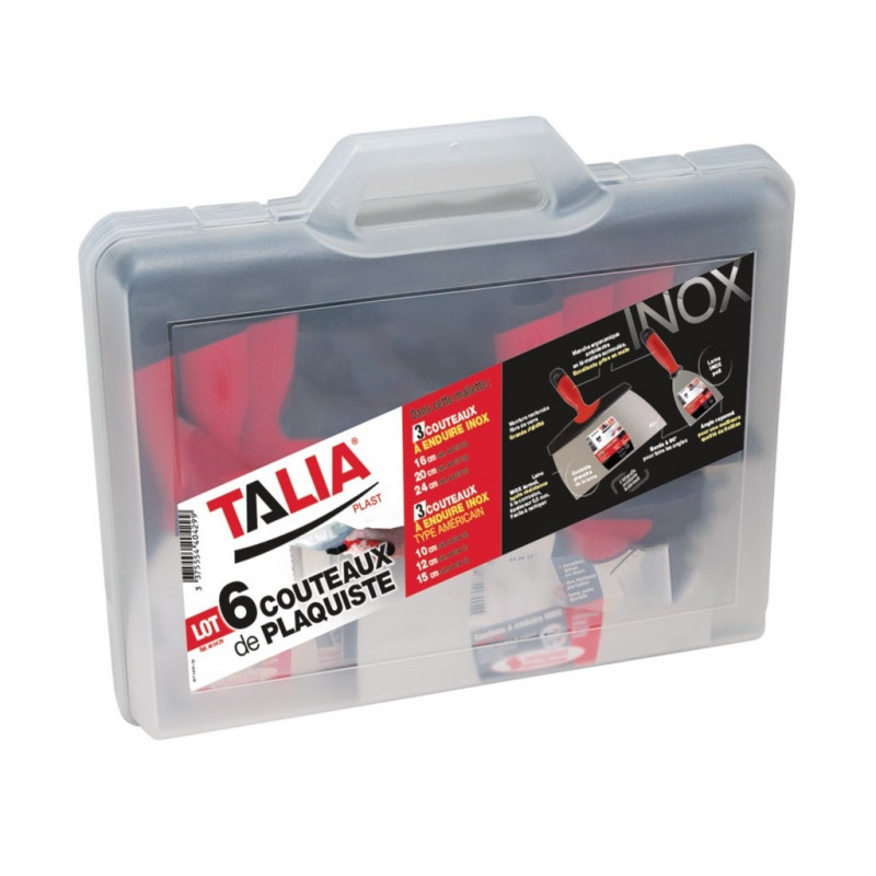 6 couteaux de plaquiste Taliaplast 10-12-15-16-21-24cm avec mallette