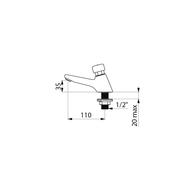 Robinet de lavabo temporisé Delabie TEMPOSTOP M1/2" débit 3l/min