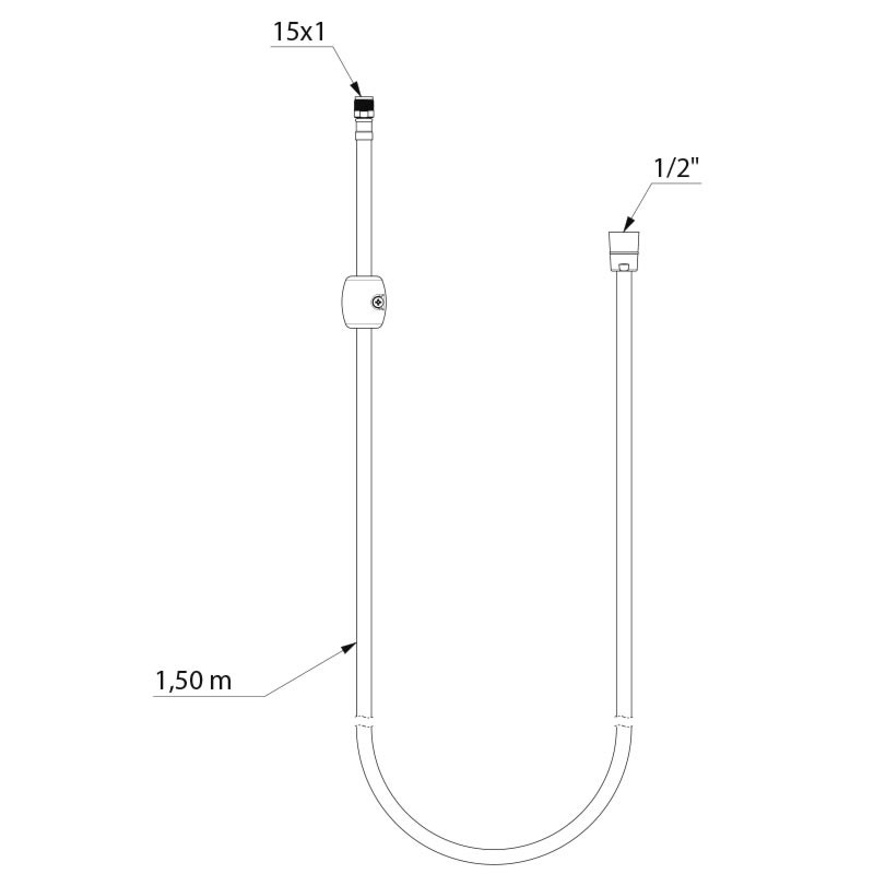 Flexible nylon Delabie 1,5m noir pour mitigeur à douchette extractible