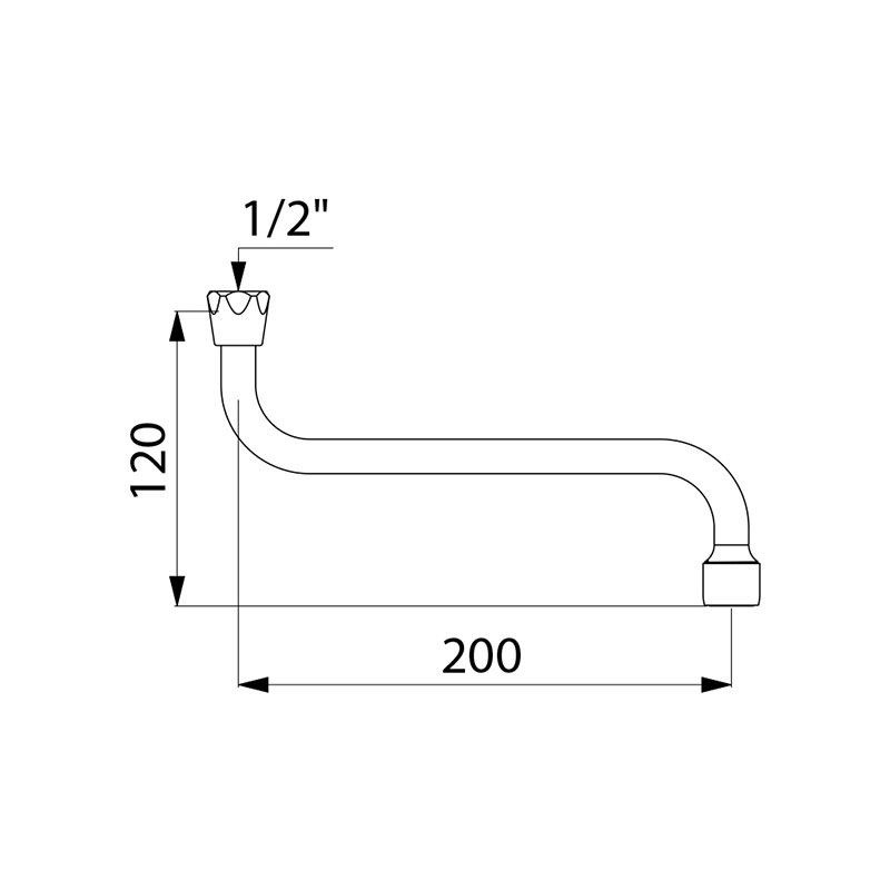 Delabie Bec universel horizontal Delabie F1/2" L200mm H120mm Kobleo Delabie Bec universel horizontal Delabie F1/2" L200mm H120mm Kobleo