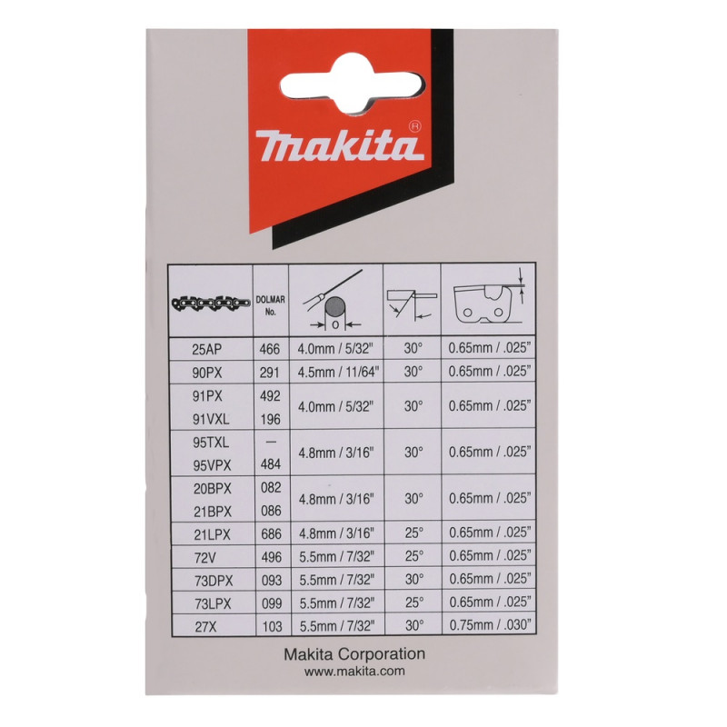 Makita Chaîne pour tronçonneuse Makita 191H02-6 52 maillons Kobleo Makita Chaîne pour tronçonneuse Makita 191H02-6 52 maillons Kobleo