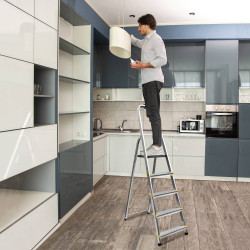 Hoström Escabeau 5 marches DURA alu pliable hauteur plateforme 97cm Hostrom Kobleo