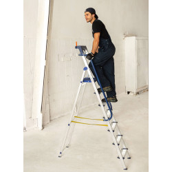 Hoström Escabeau 7 marches SECURE pro alu sécurisé plateforme 158cm Hostrom Kobleo