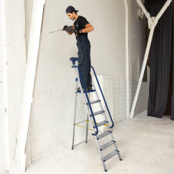 Hoström Escabeau 7 marches SECURE pro alu sécurisé plateforme 158cm Hostrom Kobleo