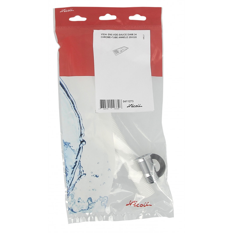 Nicoll Ensemble vide sauce Nicoll D34mm chrome brillant tube annelé 25x320mm Kobleo Nicoll Ensemble vide sauce Nicoll D34mm chrome brillant tube annelé 25x320mm Kobleo