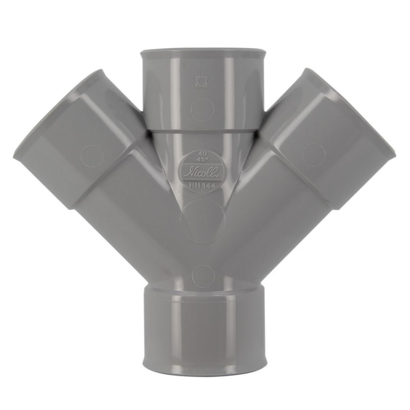 Nicoll Culotte femelle femelle Nicoll RH144 double parallèle à 45° D40mm Kobleo Nicoll Culotte femelle femelle Nicoll RH144 double parallèle à 45° D40mm Kobleo
