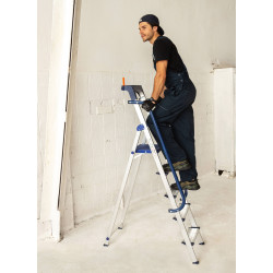 Hoström Escabeau 5 marches SECURE pro alu sécurisé plateforme 112cm Hostrom Kobleo