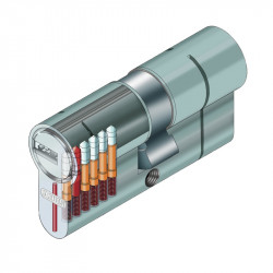 Abus Cylindre de porte Abus D6PS Nickelé 30x40mm double entré avec 5 clés Kobleo