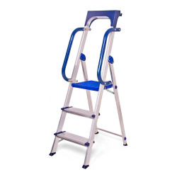 Hoström Escabeau 3 marches SECURE pro alu sécurisé plateforme 66cm Hostrom Kobleo