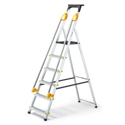 Hoström Escabeau 6 marches DURAMP alu pliable sécurisé plateforme 119cm Hostrom Kobleo