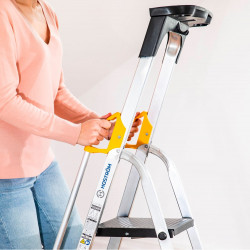 Hoström Escabeau 6 marches DURAMP alu pliable sécurisé plateforme 119cm Hostrom Kobleo