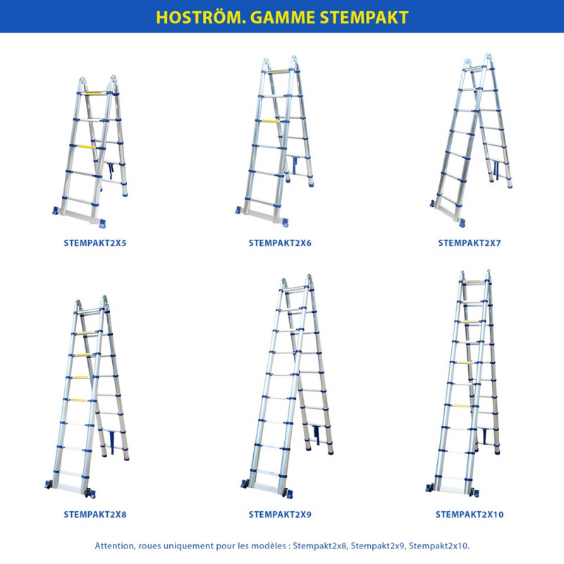 Échelle télescopique Stempakt 5,6m, hauteur travail max 6,5m Hostrom
