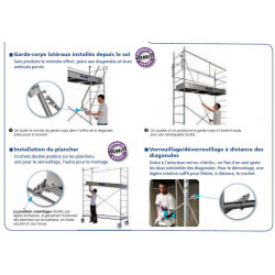 Duarib Echafaudage roulant acier Haut. travail : 3,70 m Altitude AC150 Duarib Kobleo