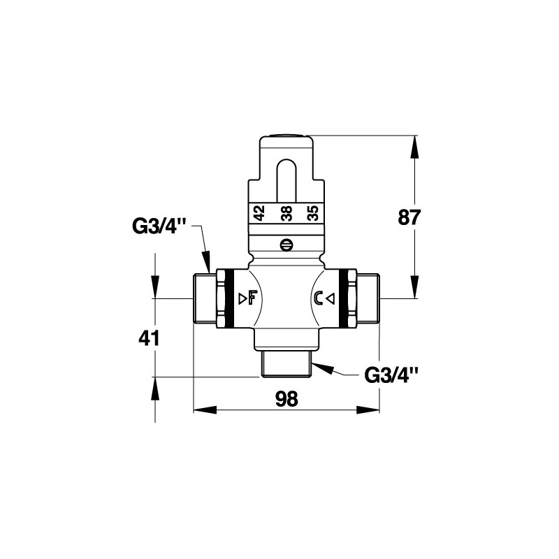 Régulateur thermostatique de sécurité Presto entrées droite/gauche Kobleo Régulateur thermostatique de sécurité Presto entrées droite/gauche Kobleo