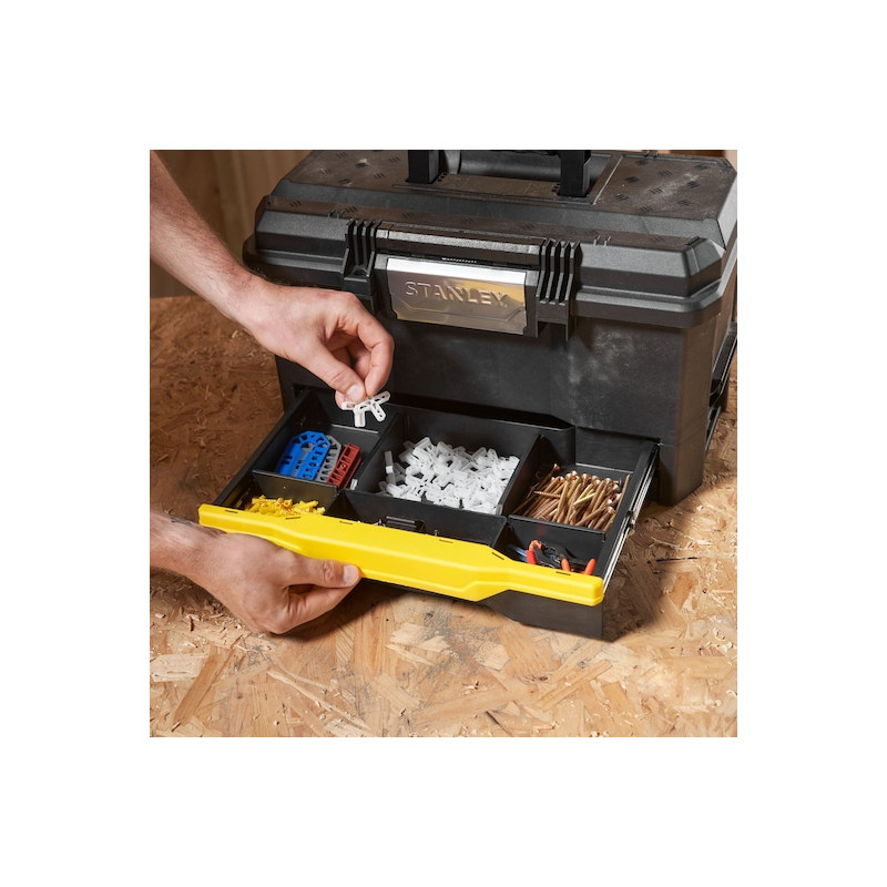 Stanley Boîte à outils Stanley One Touch avec tiroir charge max 20kg Kobleo Stanley Boîte à outils Stanley One Touch avec tiroir charge max 20kg Kobleo
