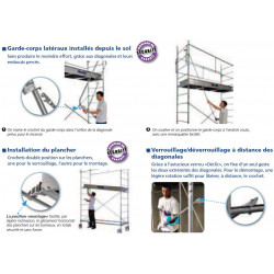 Duarib Echafaudage roulant en acier Haut. Max 3,80m AC 250 Duarib Kobleo