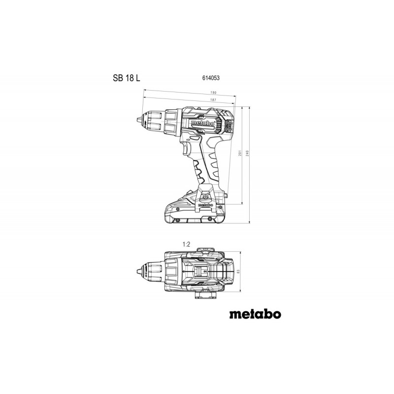 Perceuse à percussion sans fil Metabo SB 18 L Set 18V LiPOWER 2x2Ah 60Nm