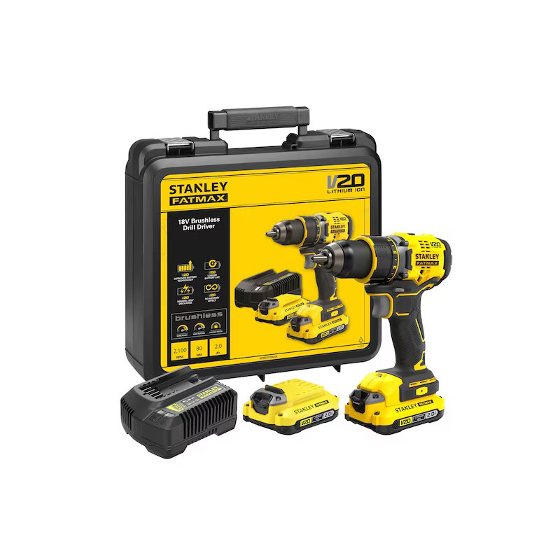 Stanley Perceuse-visseuse Stanley FATMAX SFMCD720D2K 18V 2,0Ah Li-Ion en coffret Kobleo