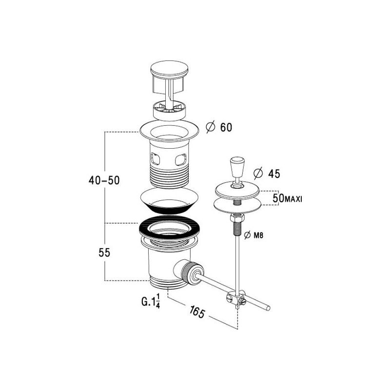 Nicoll Bonde de lavabo automatique Nicoll L3214 chromé brillant avec tirette 60mm Kobleo Nicoll Bonde de lavabo automatique Nicoll L3214 chromé brillant avec tirette 60mm Kobleo