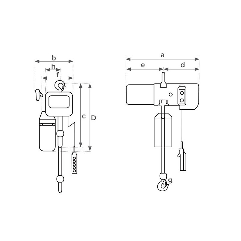 Palan électrique à chaîne Stockman EH20026M 6m 380V capacité 2000kg