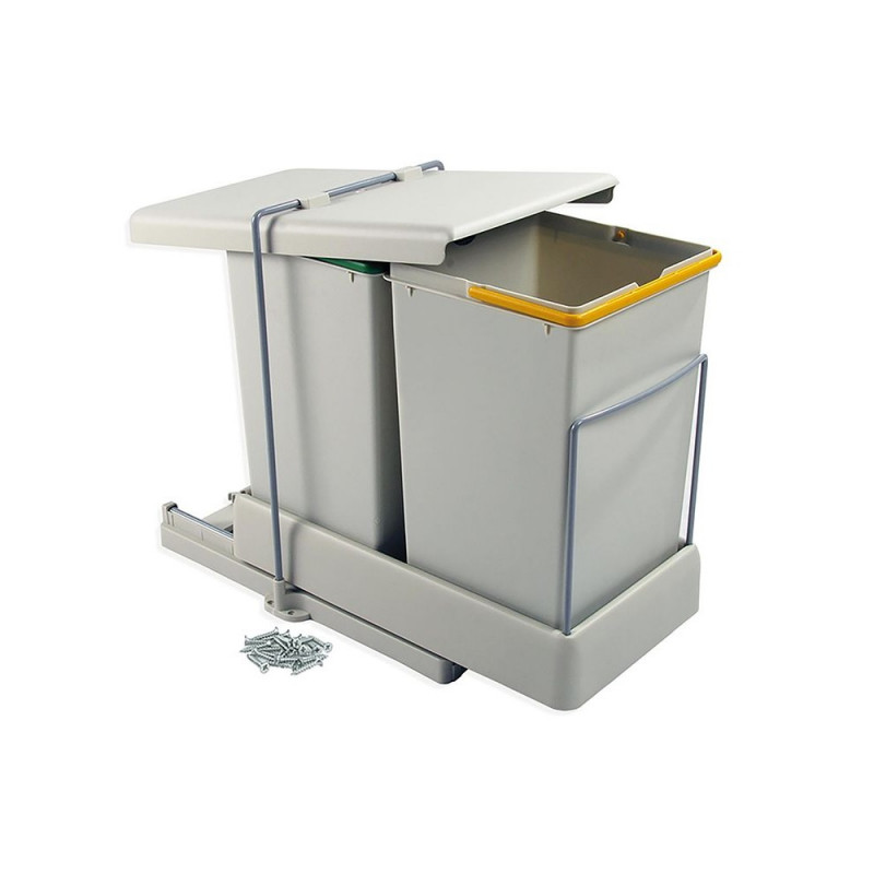 Emuca Poubelle de recyclage extraction couvercle automatique 2x14L Emuca Kobleo Emuca Poubelle de recyclage extraction couvercle automatique 2x14L Emuca Kobleo