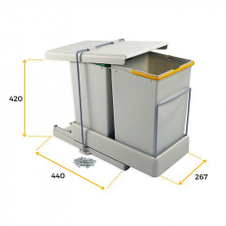 Emuca Poubelle de recyclage extraction couvercle automatique 2x14L Emuca Kobleo