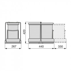 Emuca Poubelle de recyclage extraction couvercle automatique 2x14L Emuca Kobleo