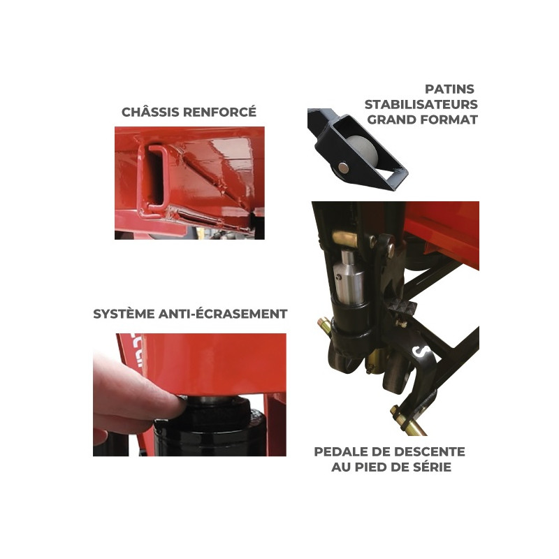 Transpalette manuel Stockman haute levée 1000kg fourches 1500x540mm
