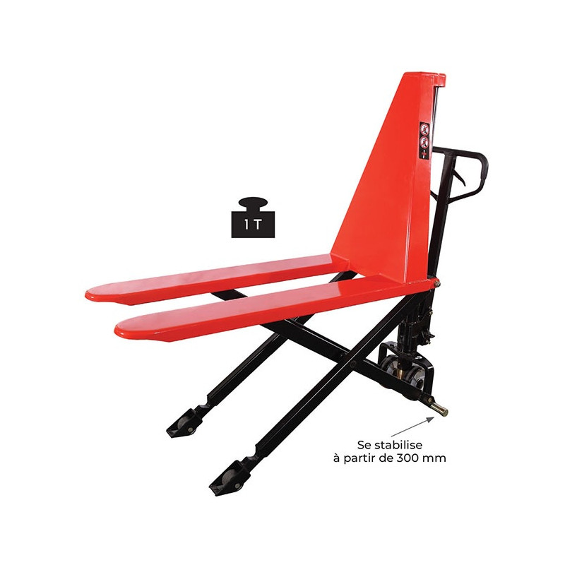 Transpalette manuel Stockman haute levée 1000kg fourches 1500x540mm