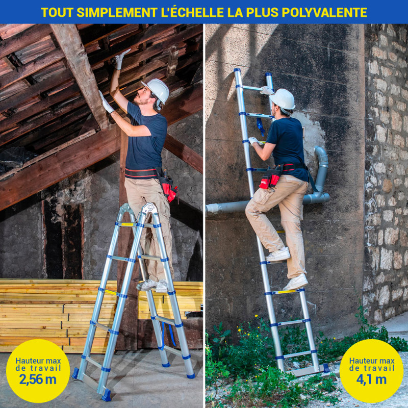 Échelle télescopique Stempakt 3,2 m, hauteur travail max 4,1m Hostrom