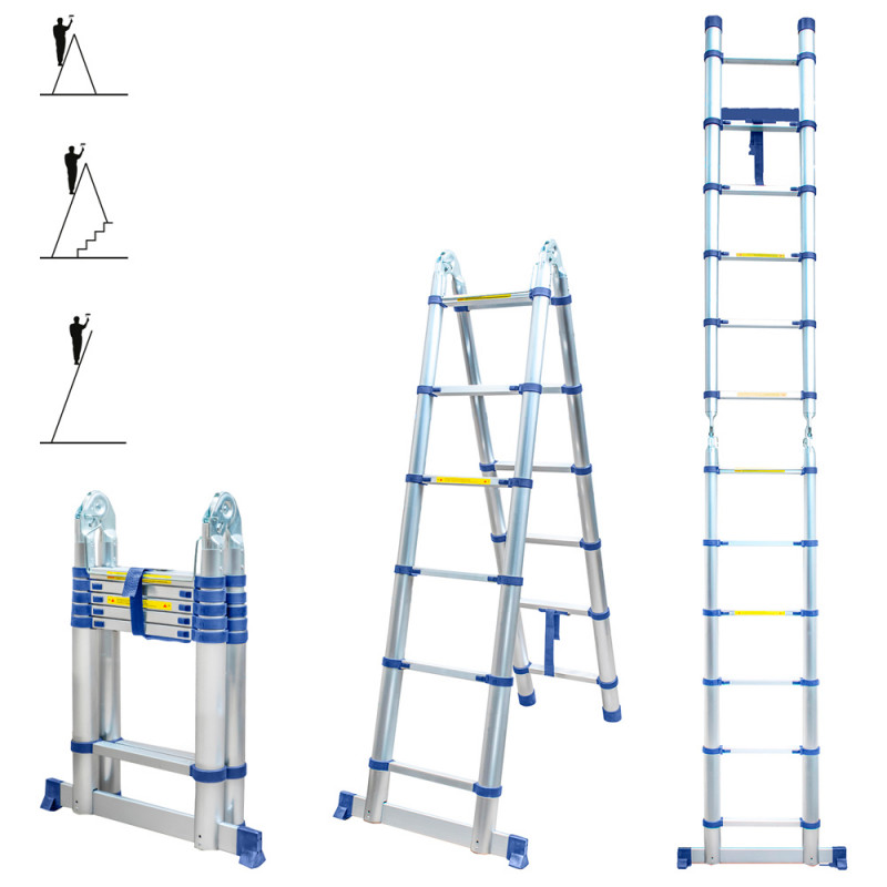 Échelle télescopique Stempakt 3,8m, hauteur travail max 4,7m Hostrom