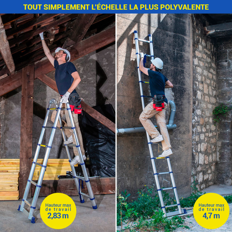 Échelle télescopique Stempakt 3,8m, hauteur travail max 4,7m Hostrom