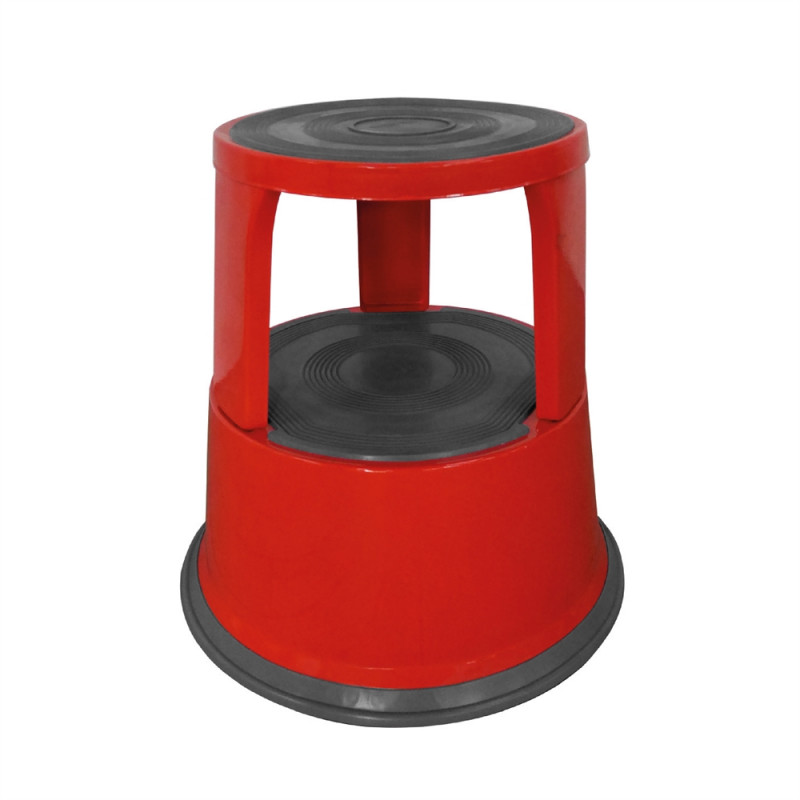 Marchepied en acier Stockman RSS capacité 150kg rouge avec roulettes