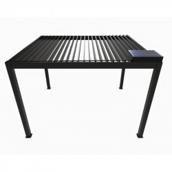 Pergola bioclimatique Habrita Foresta aluminium à motorisation solaire 11,90m2 gris anthracite