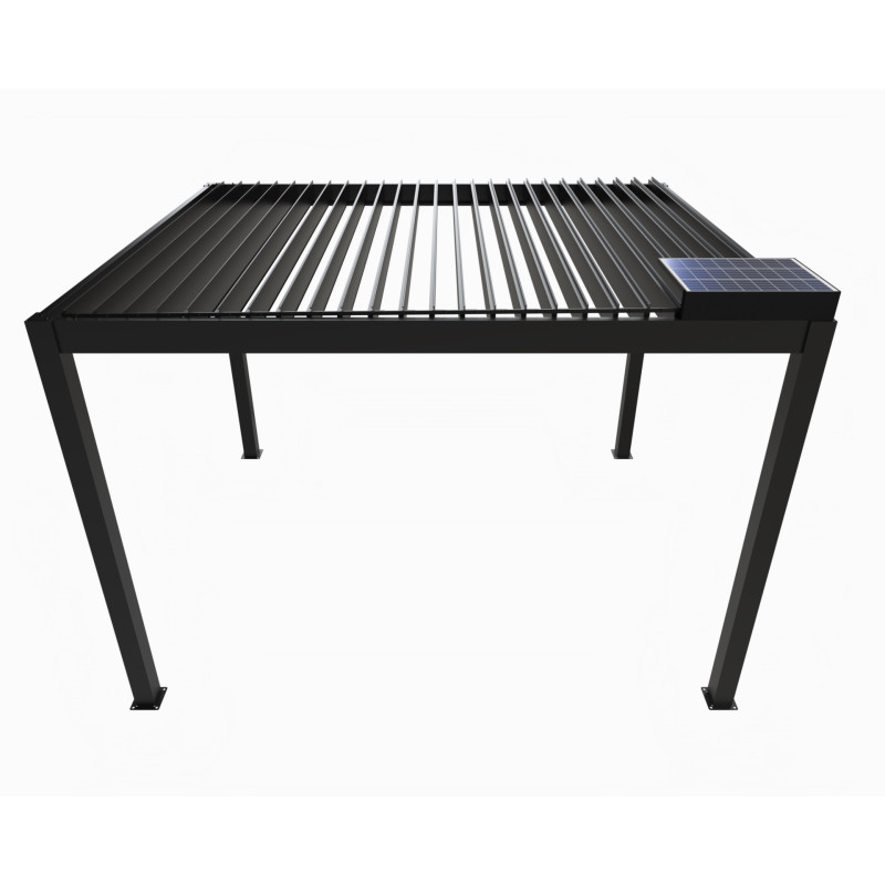 Pergola bioclimatique Habrita Foresta aluminium à motorisation solaire 11,90m2 gris anthracite