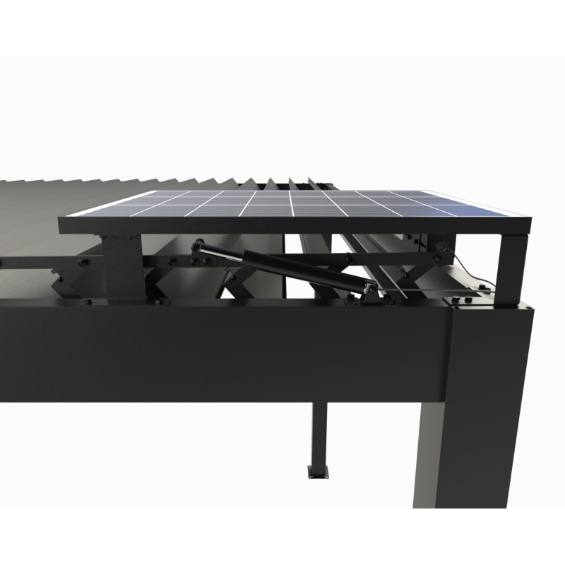 Pergola bioclimatique Habrita Foresta aluminium à motorisation solaire 11,90m2 gris anthracite