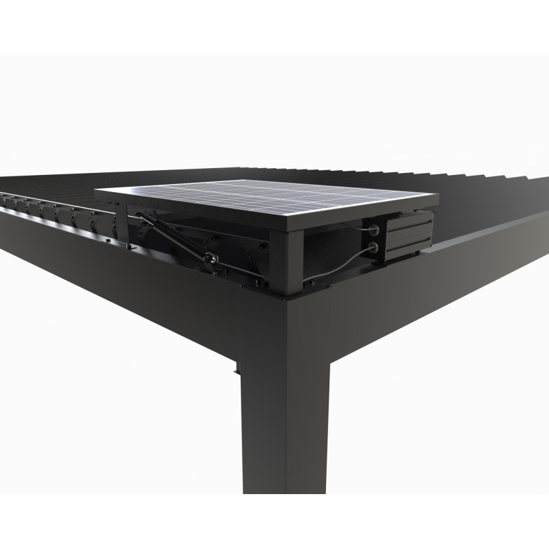 Pergola bioclimatique Habrita Foresta aluminium à motorisation solaire 11,90m2 gris anthracite