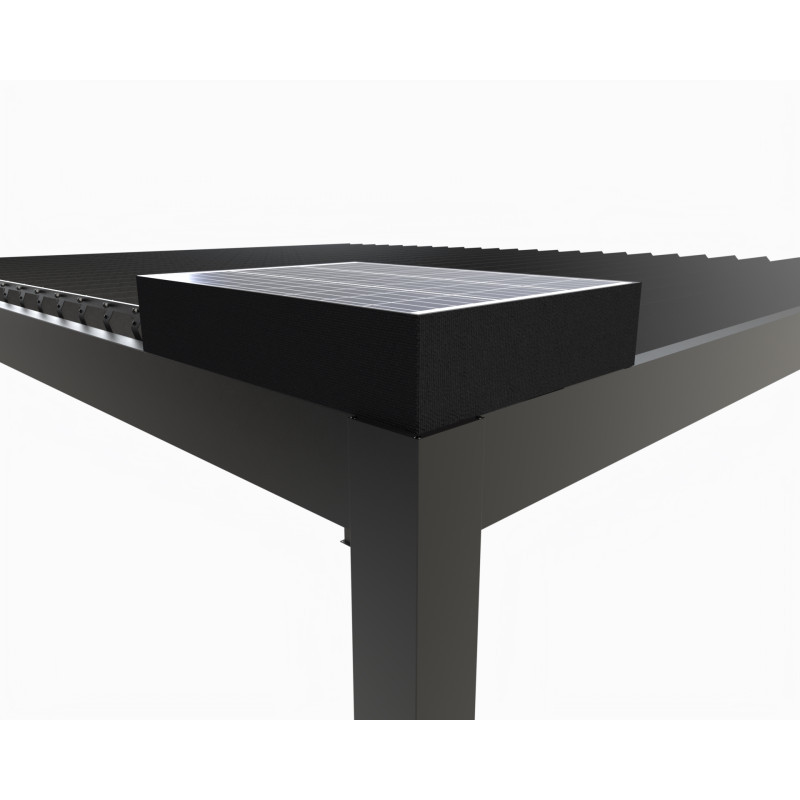Pergola bioclimatique Habrita Foresta aluminium à motorisation solaire 11,90m2 gris anthracite