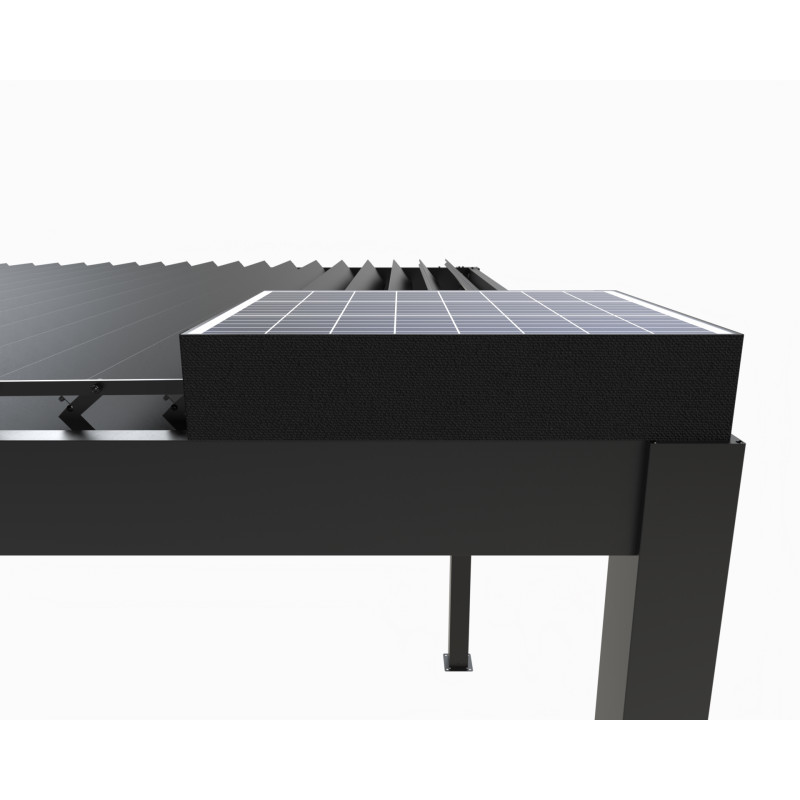Pergola bioclimatique Habrita Foresta aluminium à motorisation solaire 11,90m2 gris anthracite