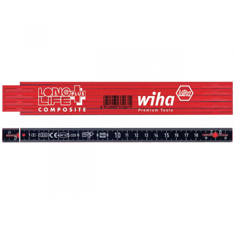 Wiha Mètre pliant Wiha Longlife Plus Composite 2m rouge/noir Kobleo Wiha Mètre pliant Wiha Longlife Plus Composite 2m rouge/noir Kobleo