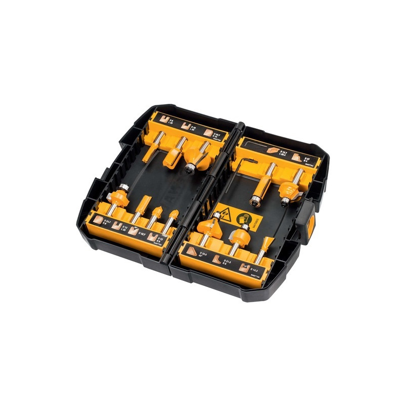 Coffret de 12 fraises de défonceuse DeWalt DT90016 pour multi-supports