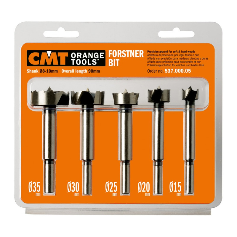 Jeu de 5 mèches CMT Forstner SP Z2 V2 RH queue cylindrique 8-10mm
