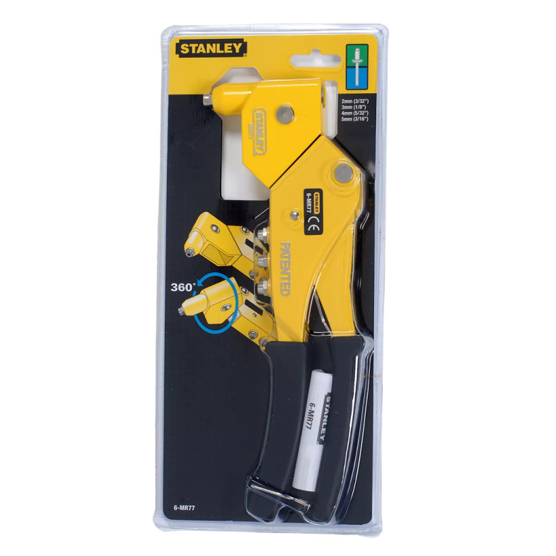 Pince à riveter Stanley 6-MR77 tête pivotante 360° pour rivets 2 à 5mm