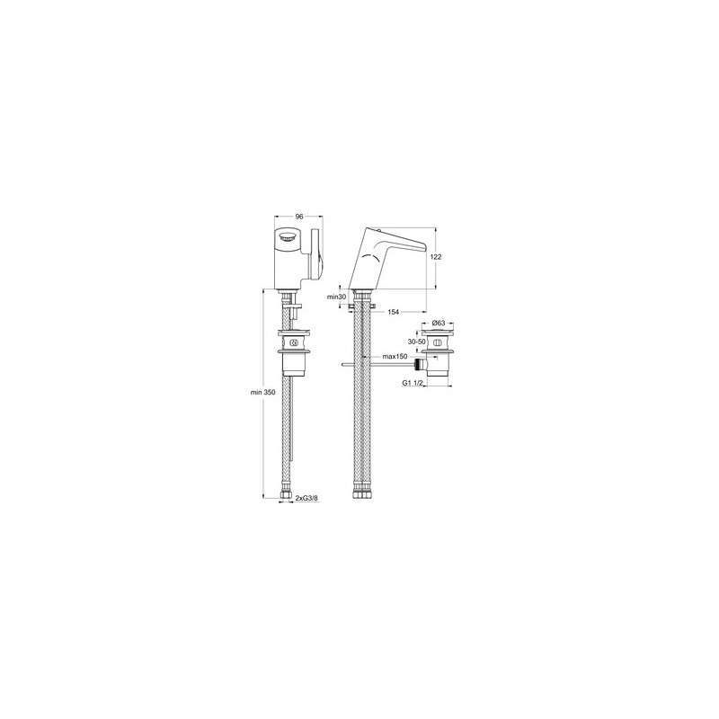 Mitigeur de lavabo Ideal Standard Melange B8630AA cascade chromé 6l/min