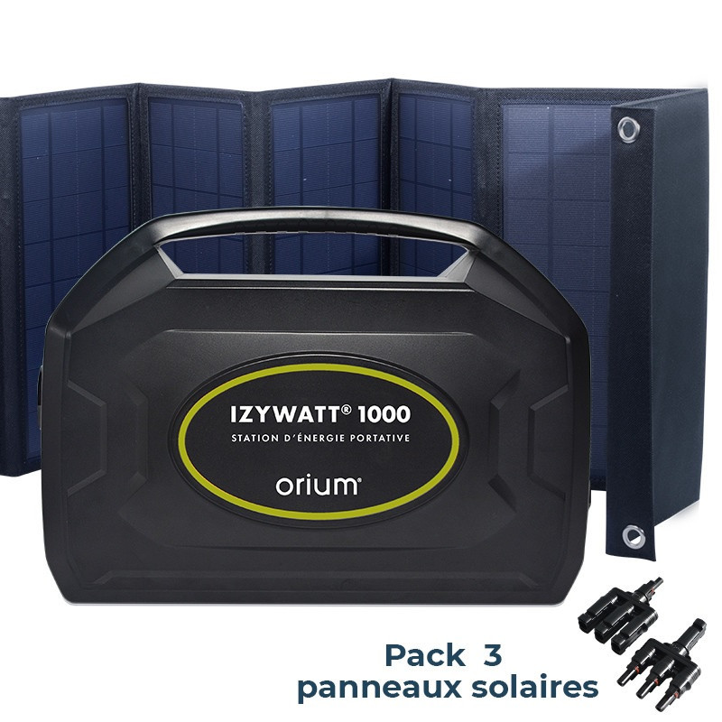 Orium Station d'énergie portative Izywatt 1000 et 3 panneaux solaire 60W Kobleo