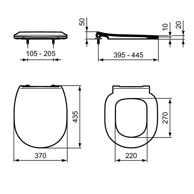 Abattant Ideal Standard E772401 Connect blanc avec frein de chute