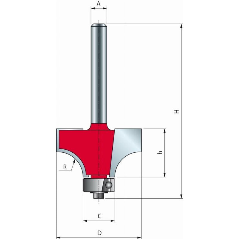 Fraise quart de rond pour défonceuse Freud D22,2x12,7/54,9mm